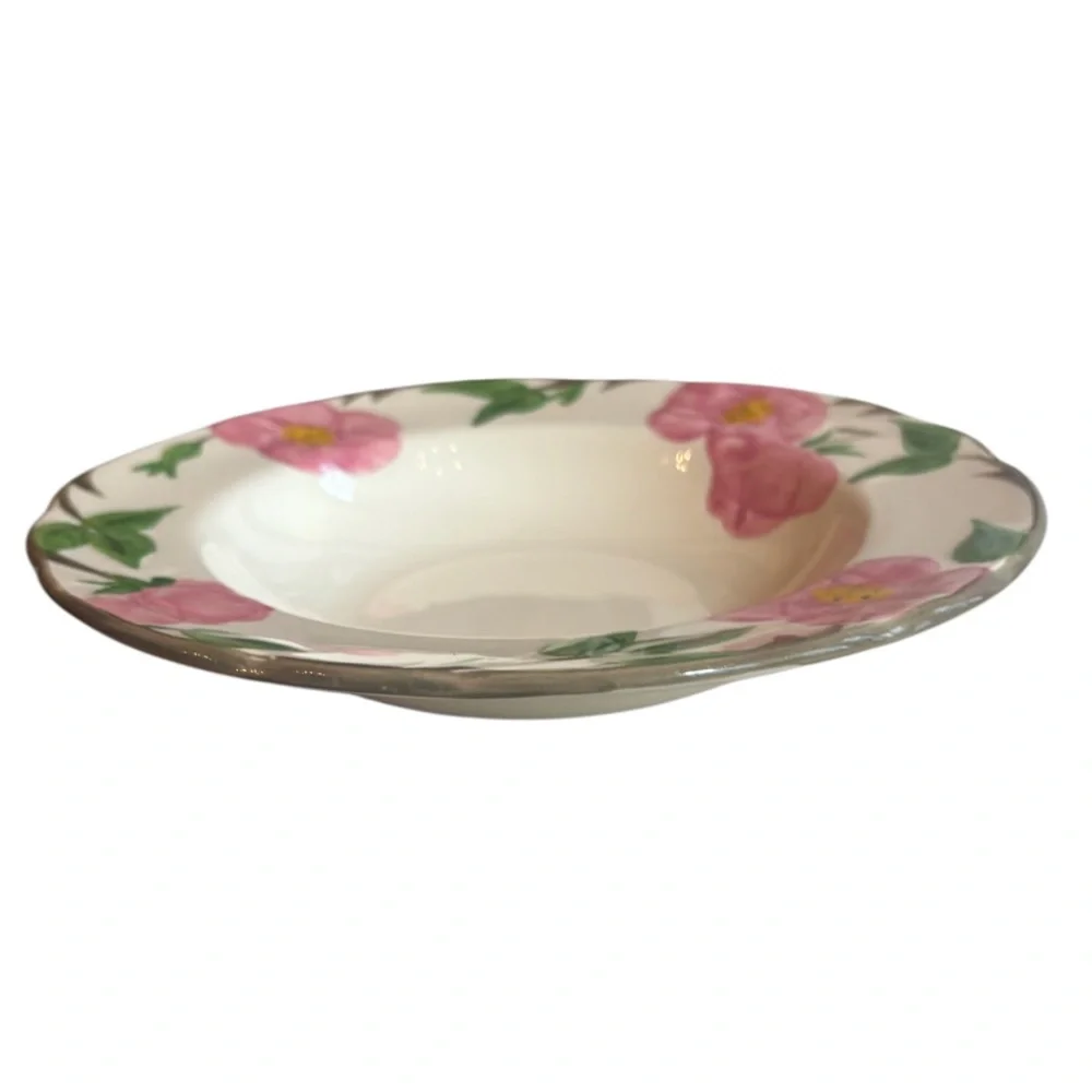 Franciscan Desert Rose 8” Rim Soup Salad Bowl Set 4 Vintage England Cream Pink